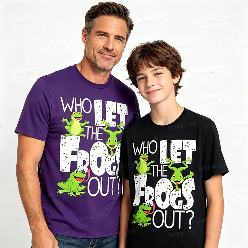 Who Let The Frogs Out - Funny Amphibian Lover Frog Owner T-Shirt Y2k Jumping Amphibians Frog Aesthetic Clothes Novelty Tee Gift