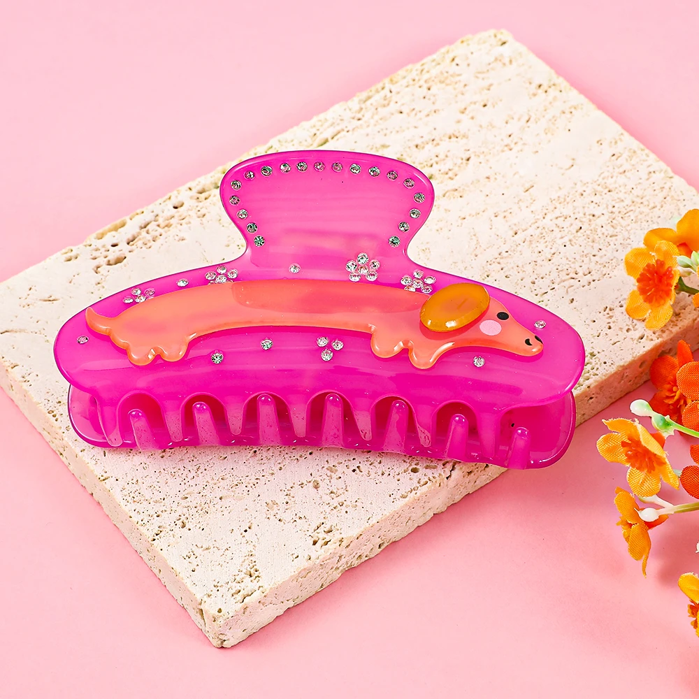 مخلب شعر ألماني لطيف مرصع بالألماس الوردي، مخلب شعر متعدد الوظائف #2