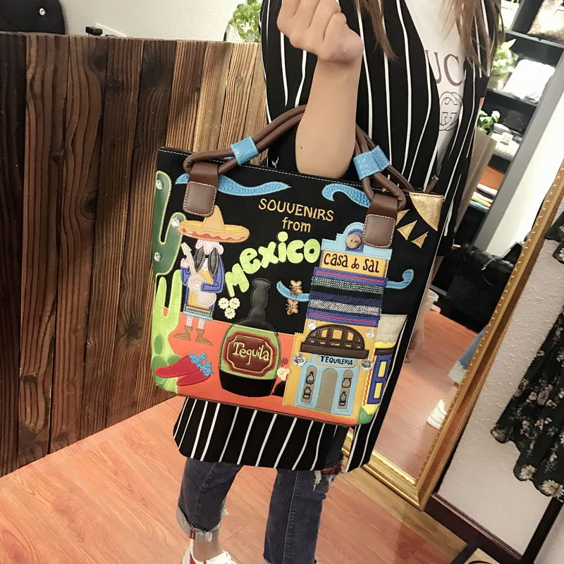 2024 New Women's handbag Retro Crossbody Bag Korean Edition Handmade Embroidered Trendy Bag Creative Embroidered Canvas Bag y2k