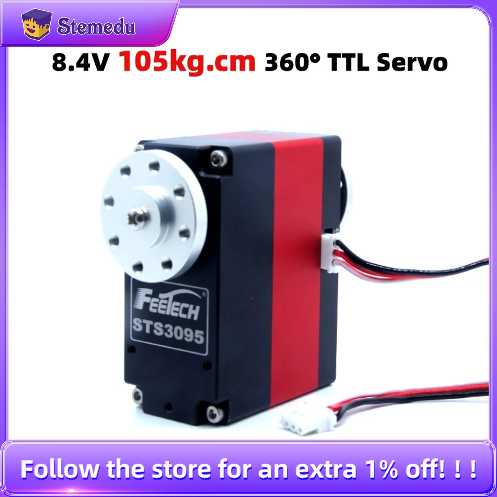 

8.4V 105KG Full Metal Double Shaft TTL Servo 360 Degree With Real-time Feedback And Smart Protection For Robot Industry Project