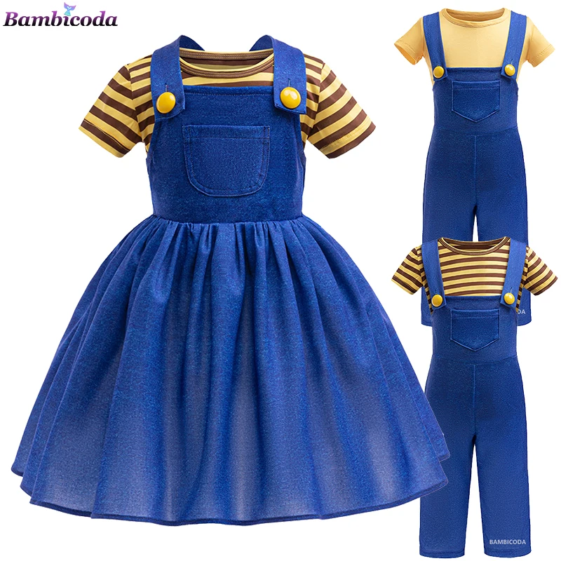 

Minion Anime Full Family Cosplay Costume Boy Girl Dress Jumpsuits Kids Masquerade Despicable Me Carnival Party Dress Up Carnival