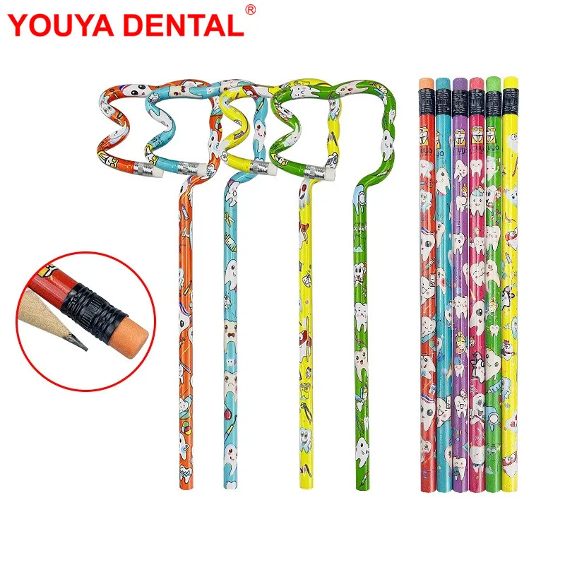 10/50pcs Dentistry Accessories Gift Lead Pencils For School Student Cute Tooth Pattern Kawaii Pencils For Kids Girls Boy Dentist