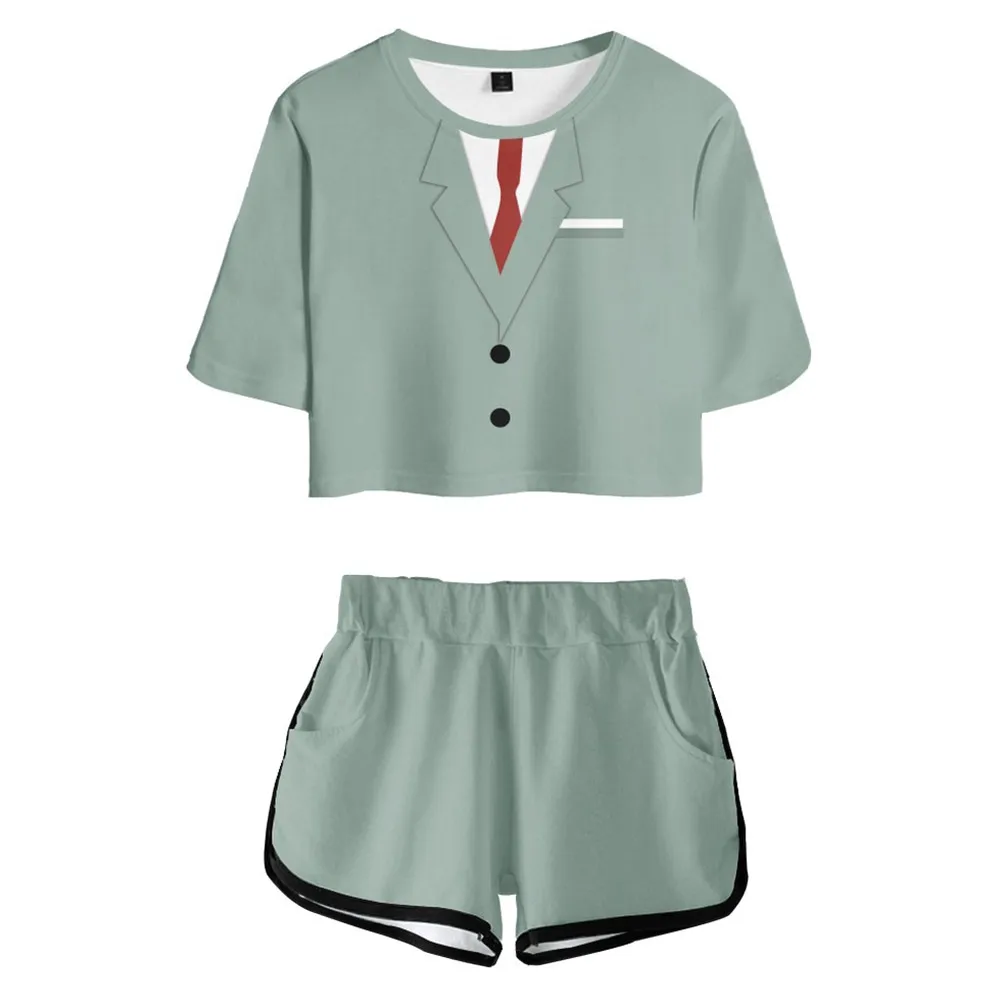 

Spy Family Polyester Top Pants Set Loid Forger Cosplay Costume Adult 3D Printed Crop Top T-shirt Short Set