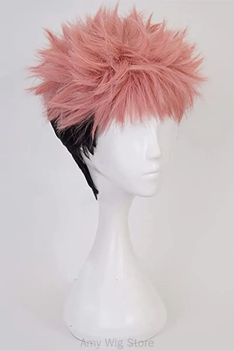 Roze Mix Zwarte Korte Pruik Voor Yuji Itadori Cosplay Pruik Halloween Kostuum Thema Party Pruik Anime Cosplay