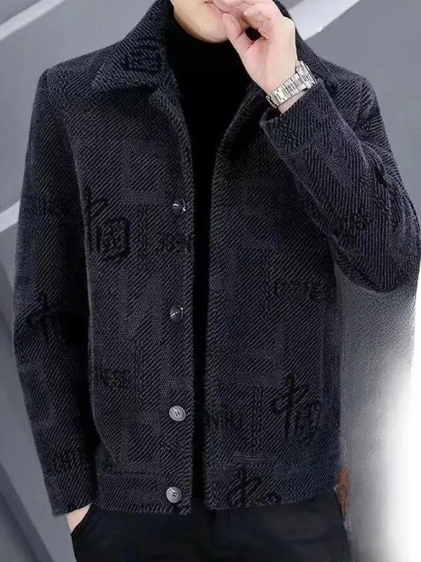 Casaco de Lã Masculino Plus Size, Novo Estilo Outono Inverno, For com Fce, Roupas Curtas e Quentes, Casaco de Tweed de...