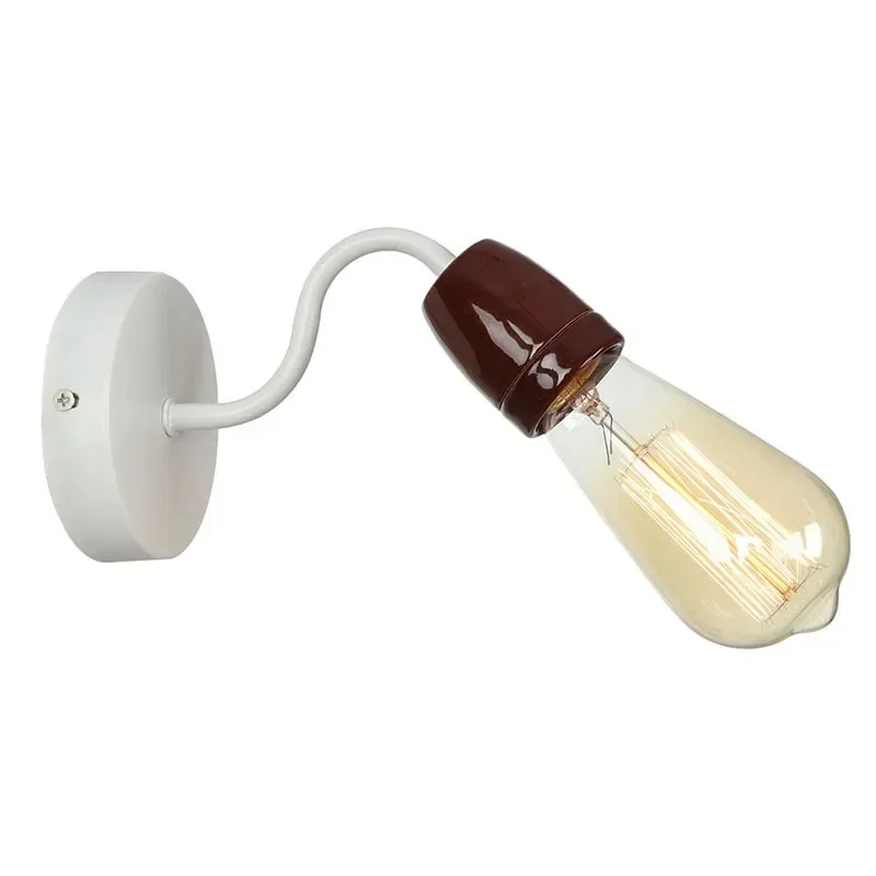 

Ceramic DIY Wall Lamp Bulb Holder 360°Adjust E27 Type Porcelain Lamp Bases Socket Holder Vintage Bedside Bedroom Bathroom Light