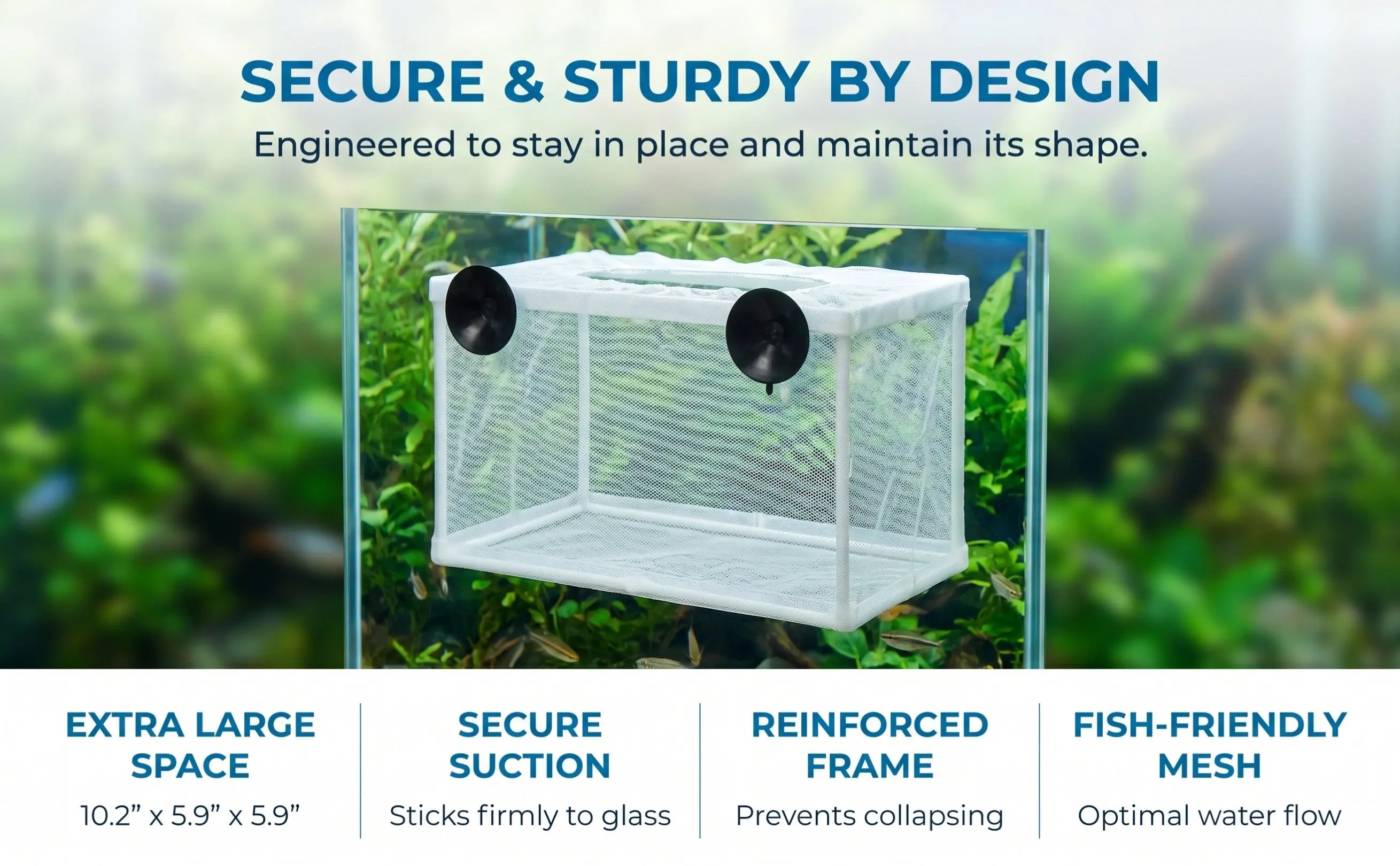 Aquarium Fish Big Size - 大型魚網水槽用孵化器、ポリエステル製フレーム、吸盤付き、稚魚を分離して飼育し、生存率を向上
