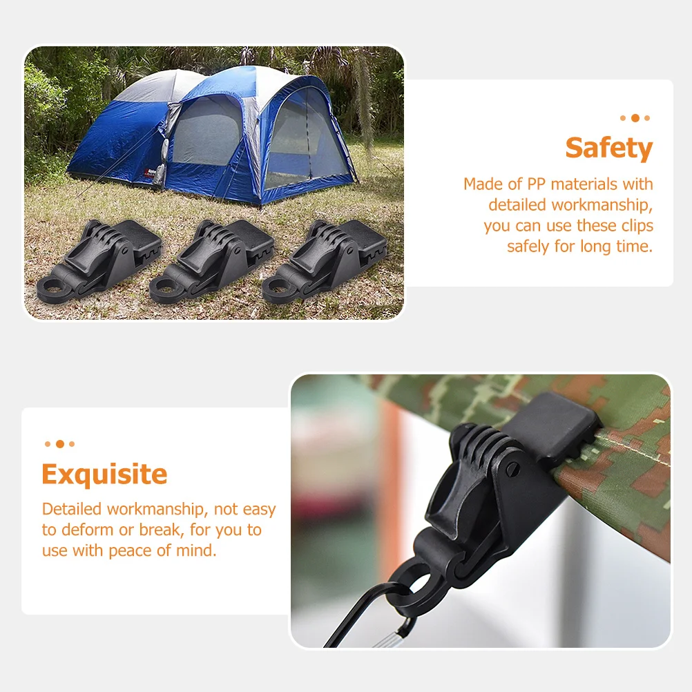 

10 Pcs Bungee Cord Camping Tarpaulin Waterproof Clip Clamp for Tent Heavy Duty Rope