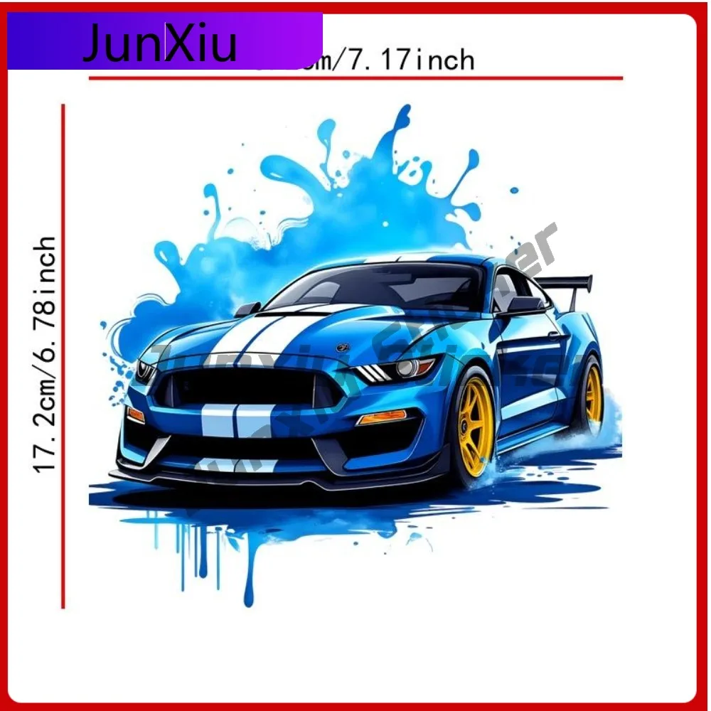 

2D плоская синяя спортивная графика с акварельным рисунком: милый автомобиль, грузовик, наклейка на ноутбук, окно, бампер, виниловая наклейка-деколь