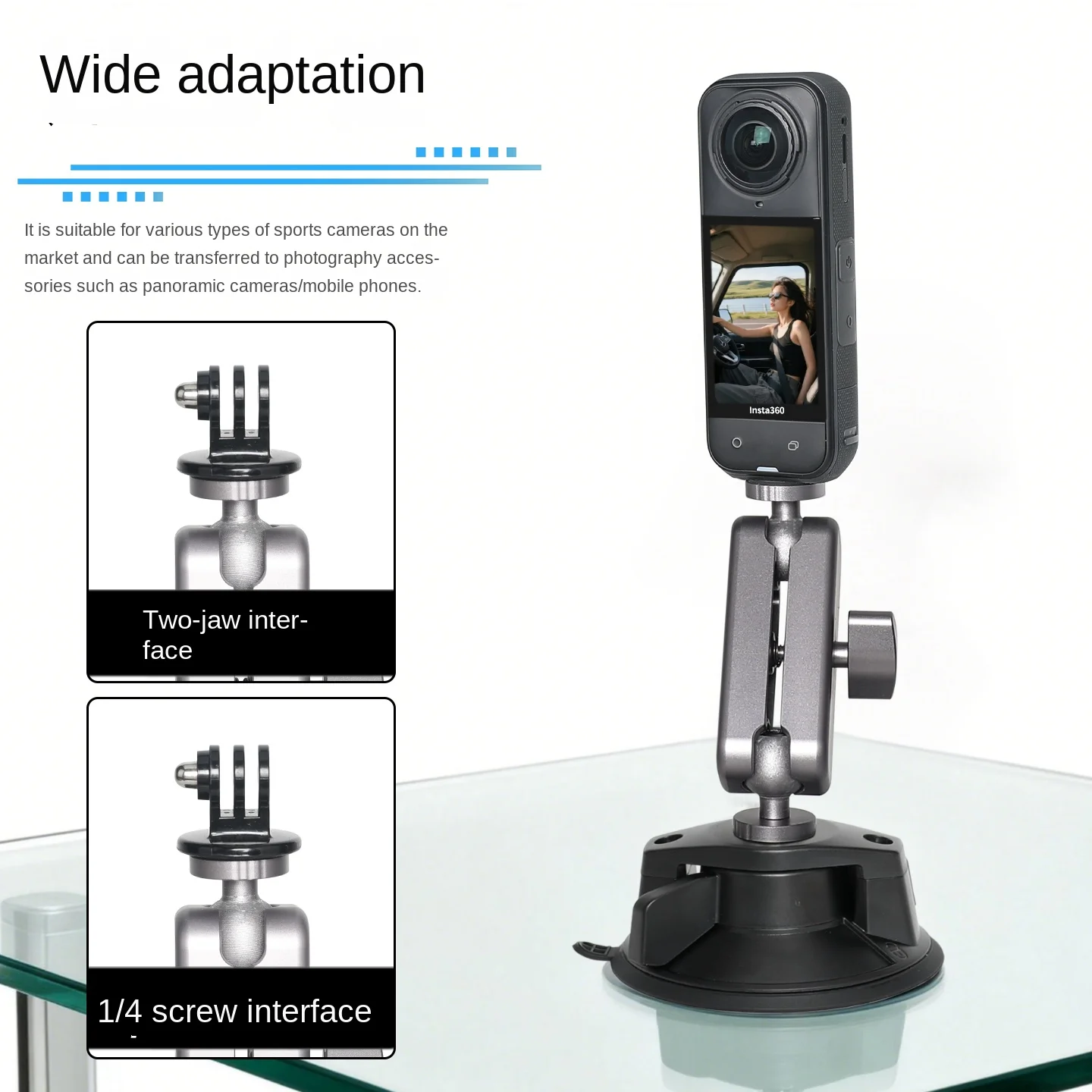 Action Camera Suction Cup for Insta 360 X5 X4 X3 / ONE X2 Accessories Mount Glass Sucker Car Dashboard Suction Cup Mount view 2