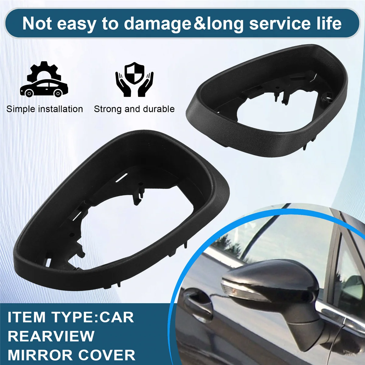 

Car Rearview Mirror Cover Rearview Mirror Bracket Door Mirror Shell 09JNHDCJQK for Ford Fiesta MK7 2009-2017-A51K