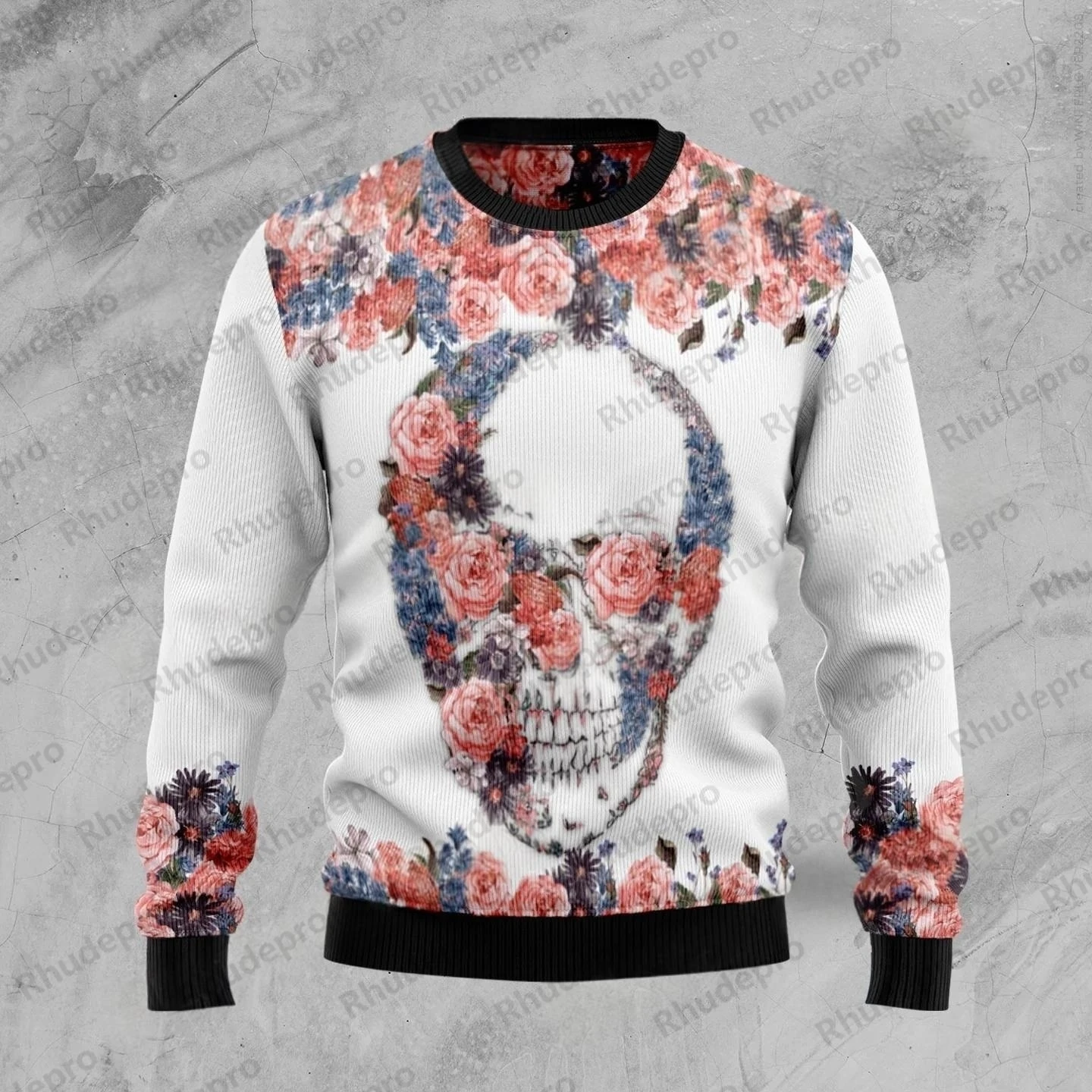 Autumn Winter Unisex Casual Knit Pullover Sweater Skull Yinyang Christmas 3D Printed Men's Ugly Christmas Sweater