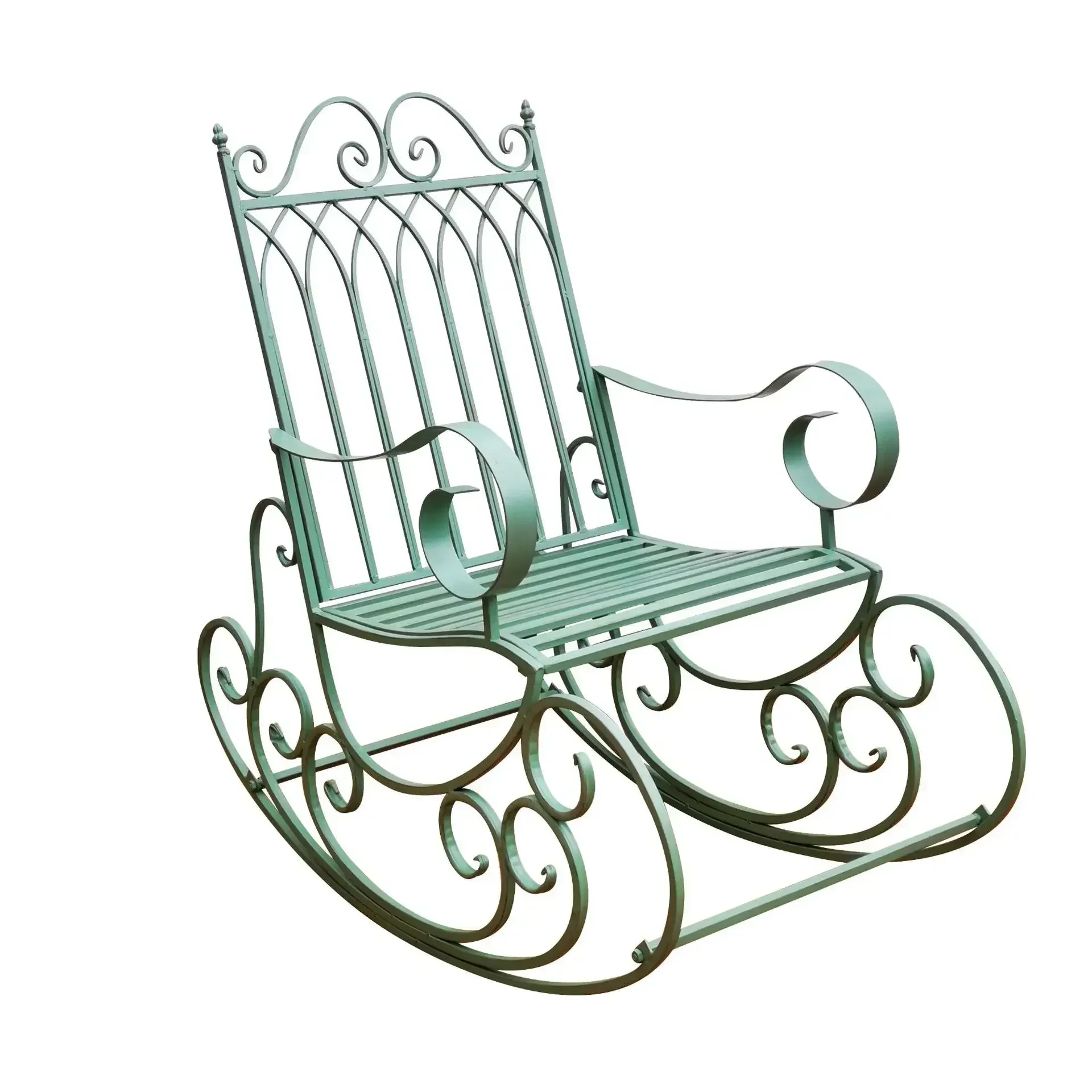 European-style old garden wrought iron rocking chair, terrace villa balcony outdoor princess-style single backrest leisure chair