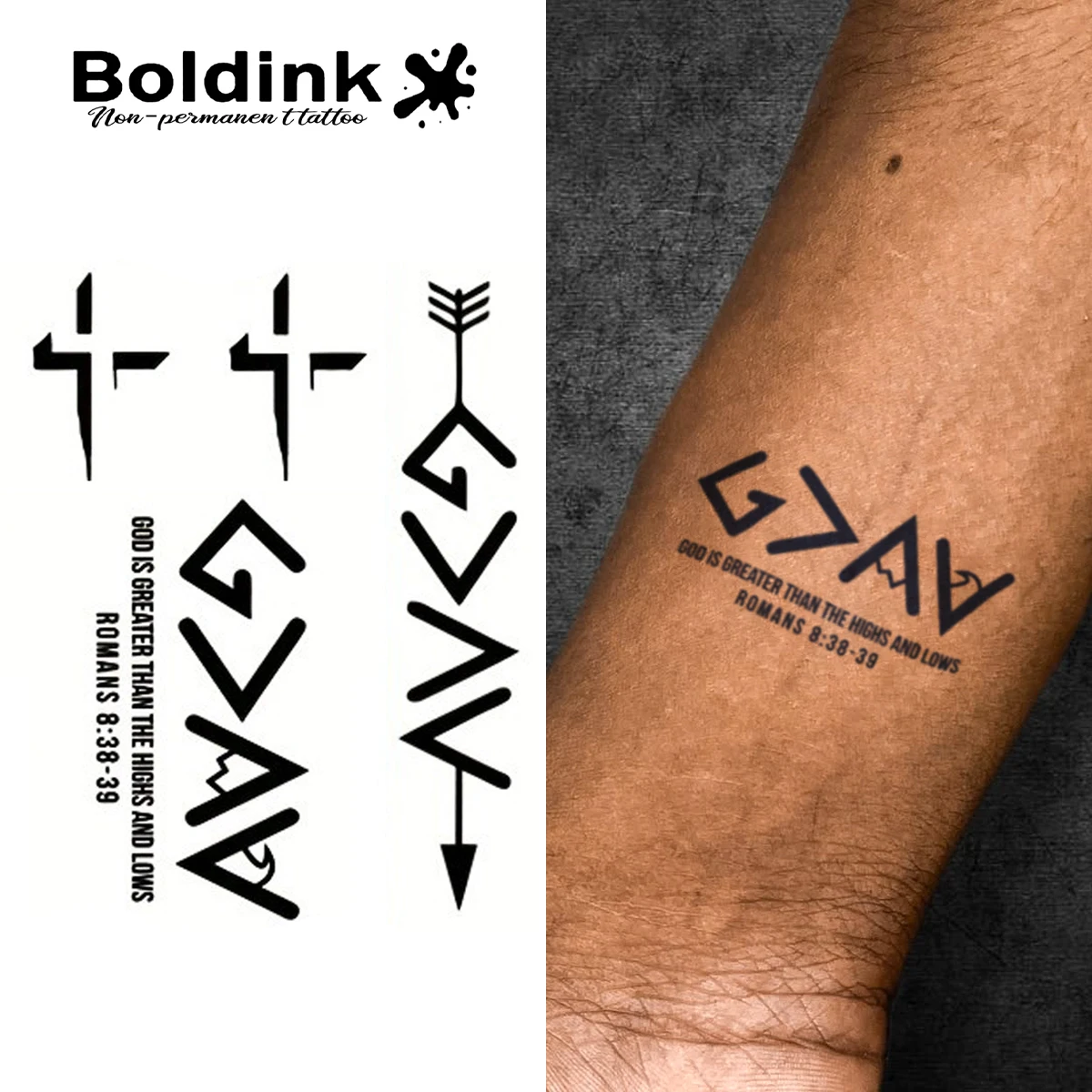 Tatouage temporaire de symboles de guidage divin, dure jusqu'à 15 jours, autocollant semi-permanent magique imperméable de nouvelle technologie.