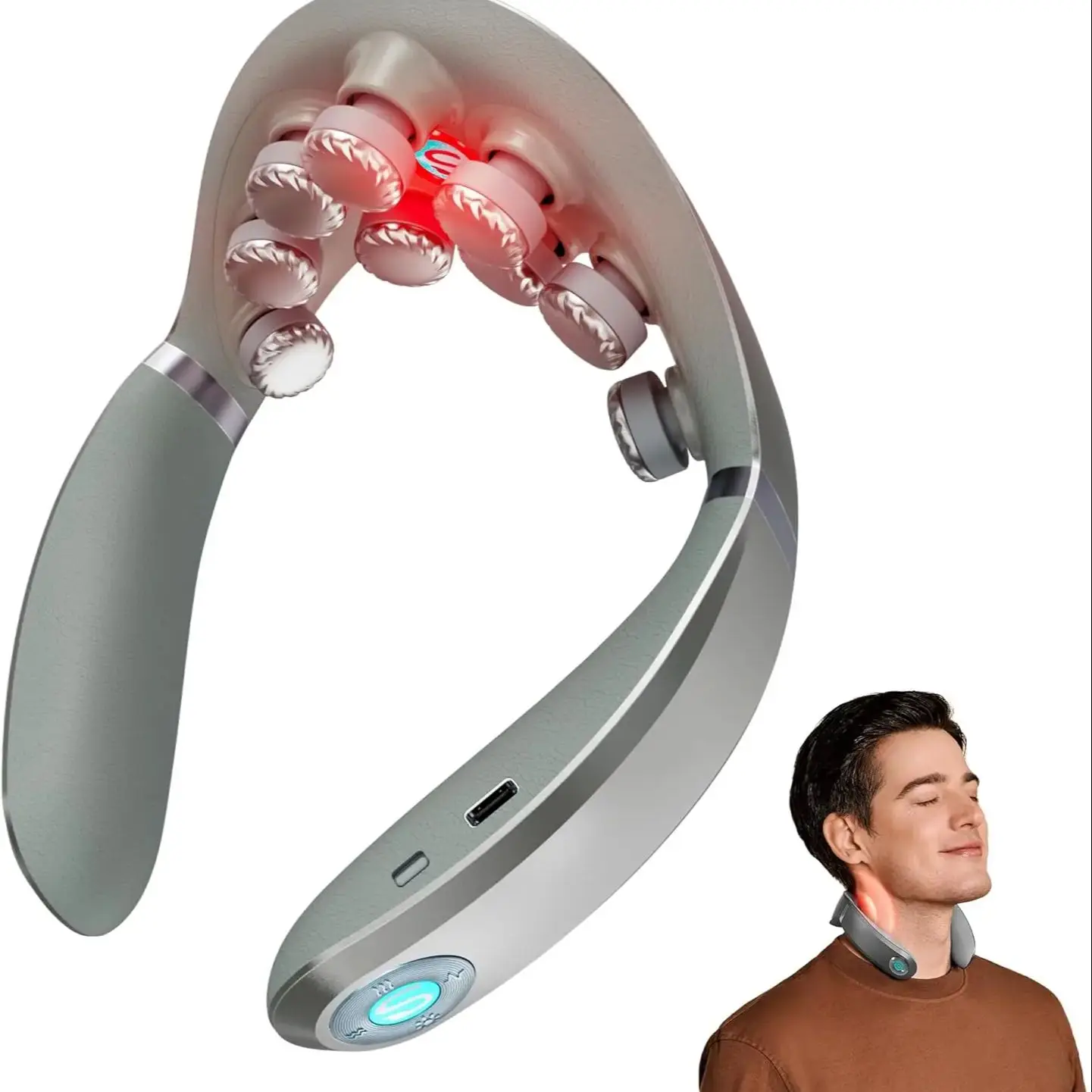 SKG Neck Massager with Heat, 9D Portable Deep Tissue Neck Massager, Cordless Electric Cervical Massager Women Men Gifts