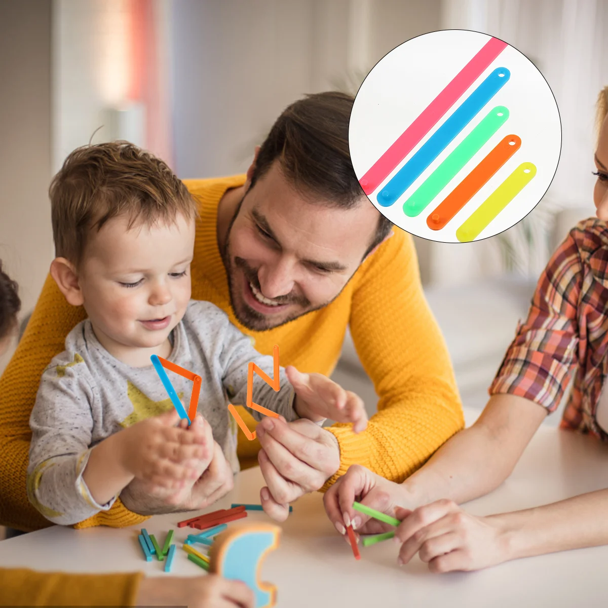 50 Pcs Square Splicing Strip Primary School Math Manipulatives Kindergarten Plastic Mathematics Teaching AIDS