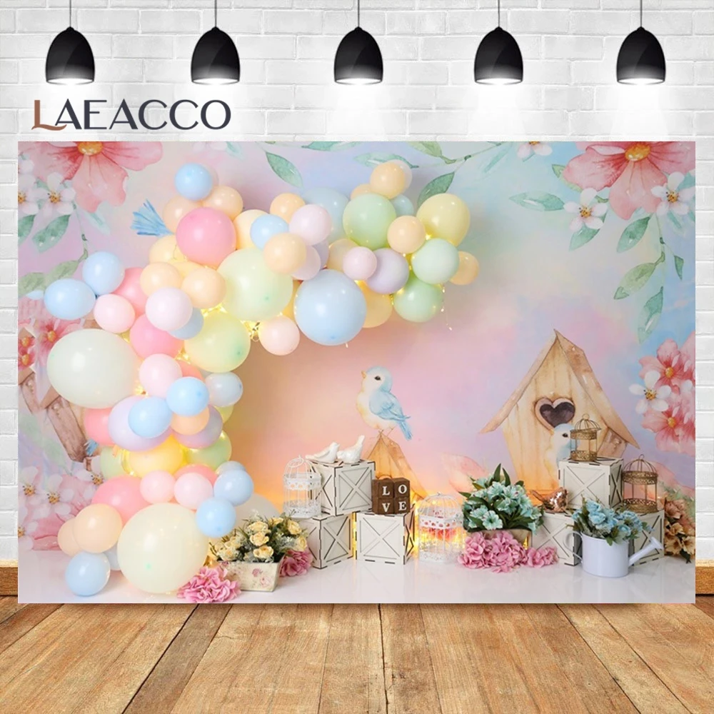 Baby Girls Birthday Party Photographic Background 1st Birthday Newborn Portrait Indoor Photocall Backdrop Banner for Photostudio