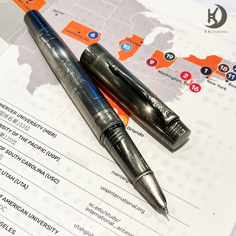 

Перьевые ручки со старинным серебристым дизайном. Роскошная ручка для каллиграфии с иридиевым наконечником. Медный материал, персонализированная, Click-off Cap, тонкая.