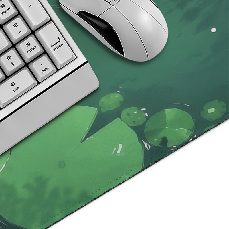 Mouse Pad Gaming Lotus Pond White Cat XL Custom Large Home Computer Mousepad XXL Office Carpet Natural Rubber Non-Slip Mice Pad