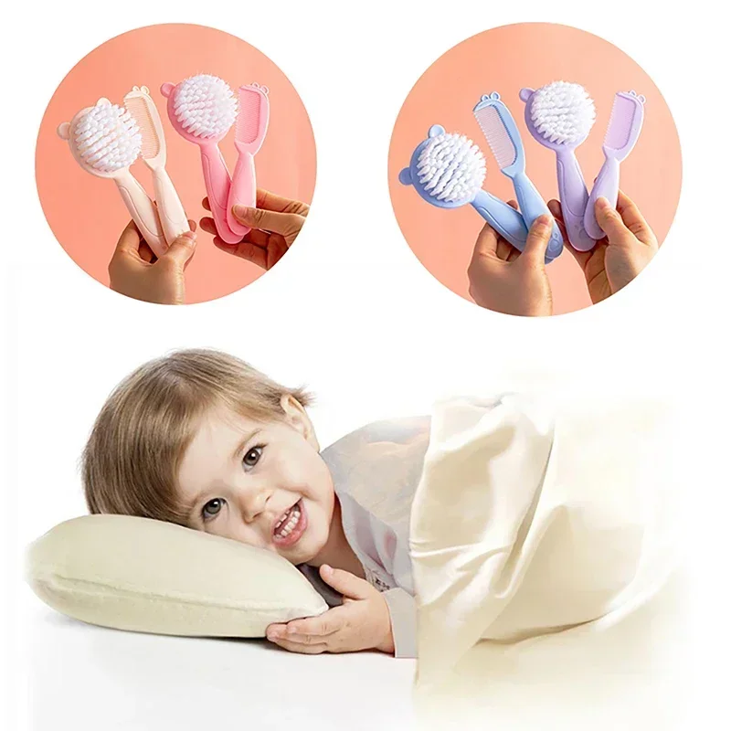 2 Pcs/Set Cute Kids Baby Small Hair Brush and Comb Set for Newborns & Toddlers Baby Brush Soft Bristles Baby Hair Care Gift