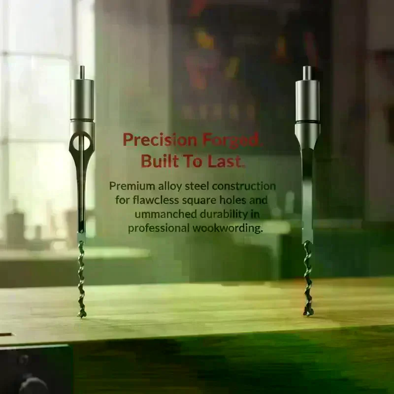 Durable Square Hole Drill Bits 6.4/8/9.5/12.7mm Portable Woodworking Mortising Chisel Adapter For DIY Woodworking Drilling Tools