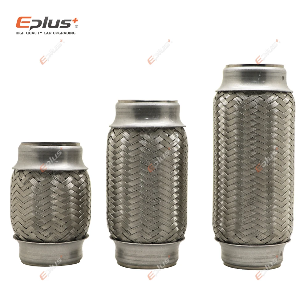 EPLUS Car Exhaust Tube Telescopic Flexible Connection Braid Bellows Stainless Steel Muffler Pipe Connector Welded Universal 