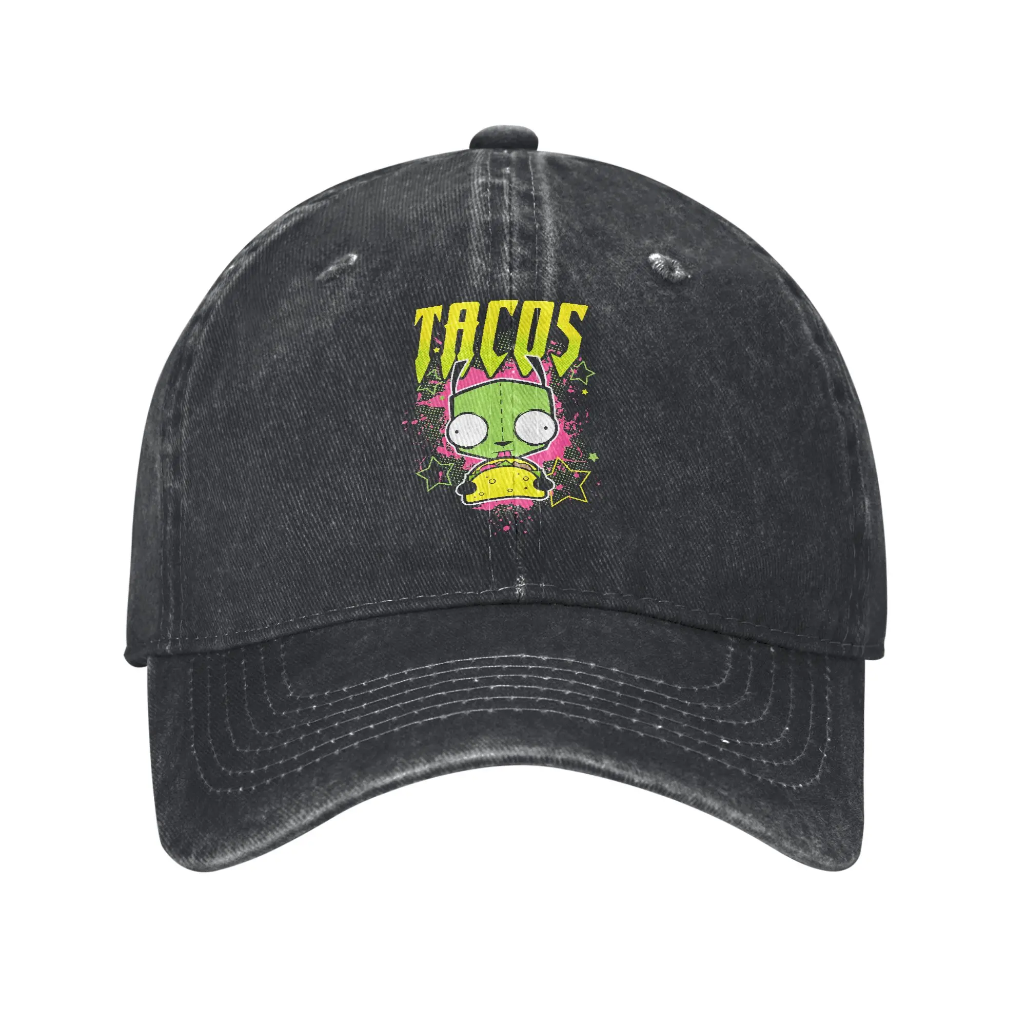 Cartoon Invaders Zim Taco Baseball Cap Classic Distressed Cotton  Sun Cap Unisex Summer Unstructured Soft Hats Cap