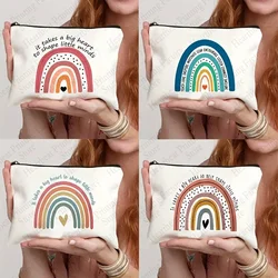 Rainbow Print Makeup Bag It Takes A Big Heart To Shape Little Minds Perfect Stationery Supplies Bag and Graduate Teachers Gift