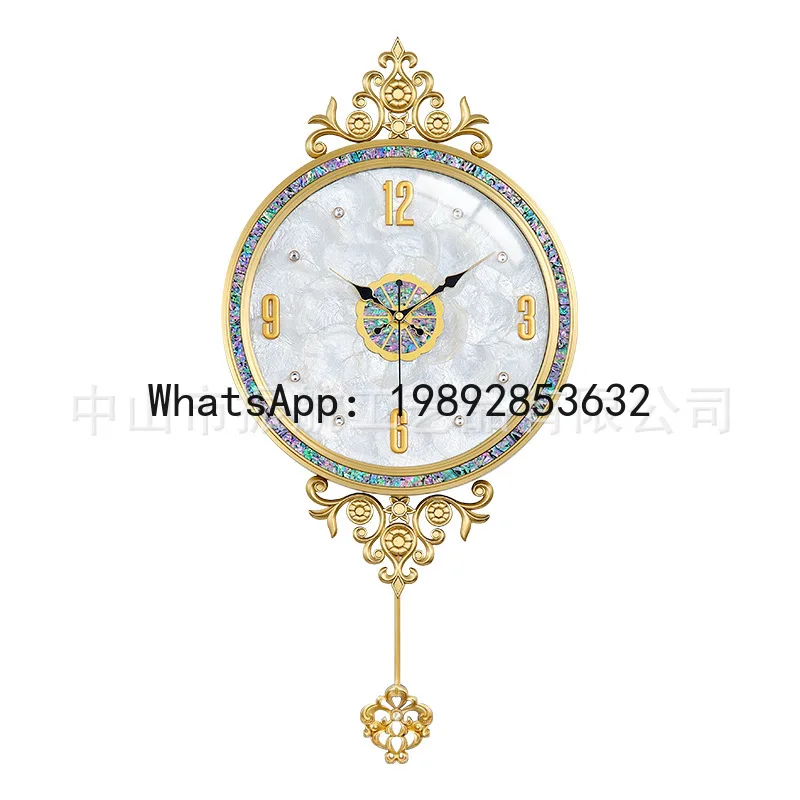 PYJ living room European brass high-end shell clock 2025 new clock wall hanging simple modern atmosphere