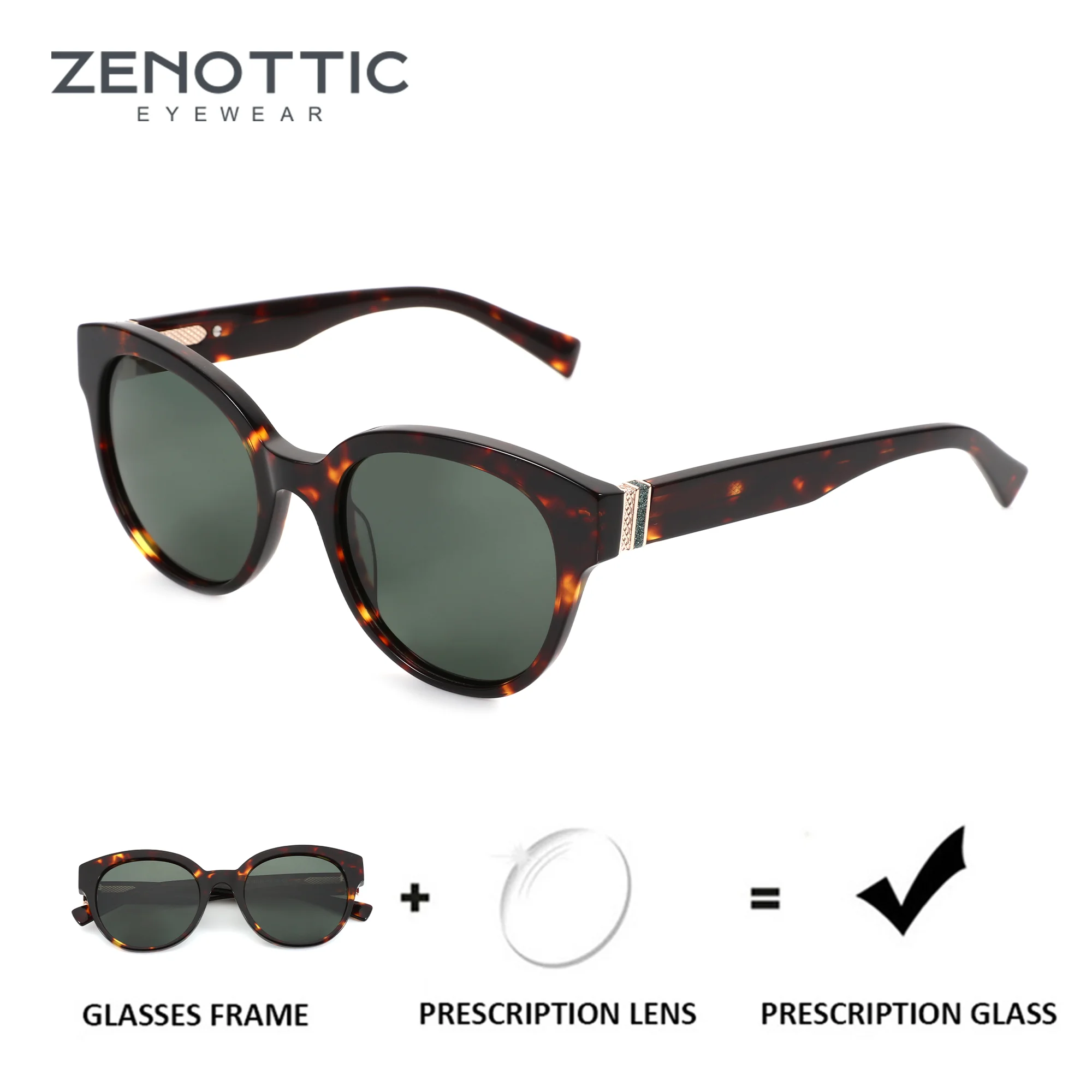 

Модные квадратные солнцезащитные очки ZENOTTIC с эффектом кошачьего глаза, ручной работы, из ацетата, женские, с поляризацией UV400, для коррекции близорукости, оптические солнцезащитные очки