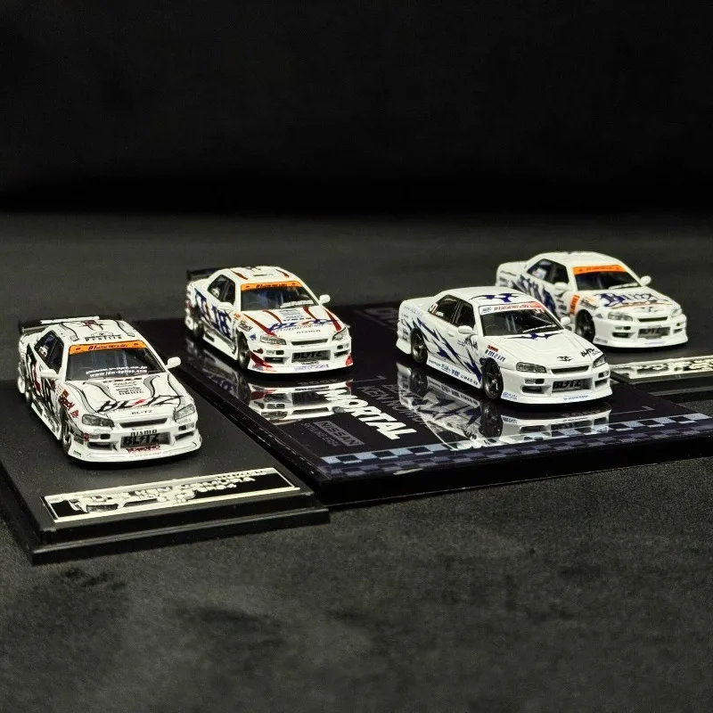 1:64 Mortal Nissan GTR ER34 Skyline drift car version, alloy car model. view 2