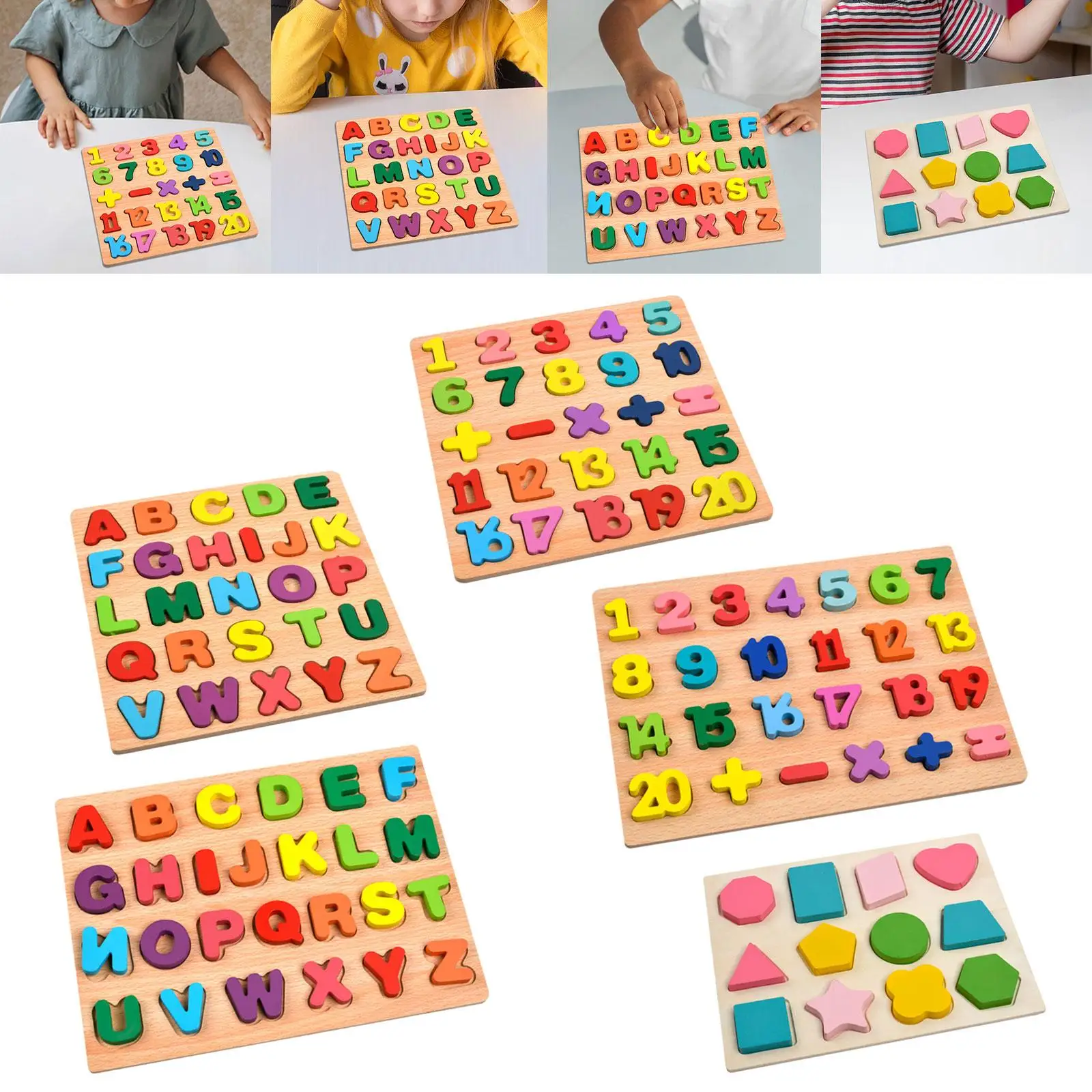 Wooden Puzzle New Year Gift Matching Game for Children Toddlers Boys Girls