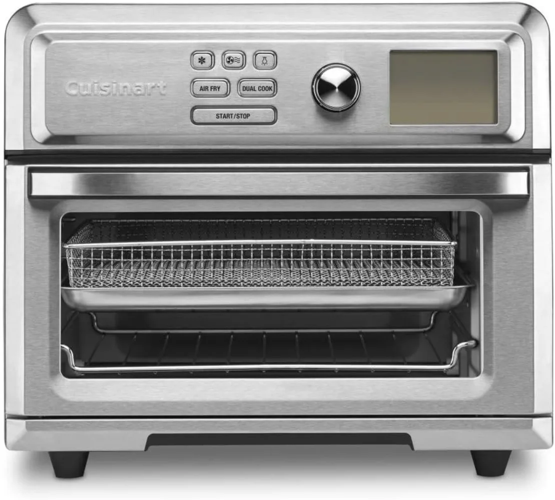 Air Fryer Toaster Oven, Digital Display, Digital 1800 Watt, Adjustable Temperature and Controls, Stainless Steel, TOA-65,Silver