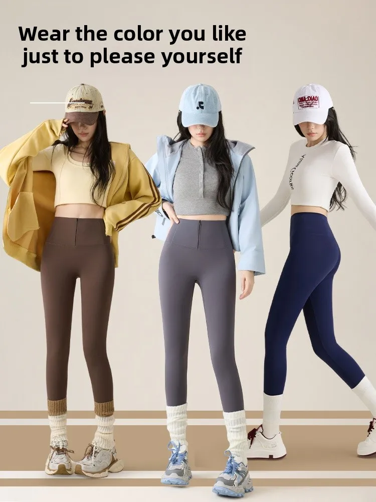 سراويل يوجا عالية الخصر للنساء لربيع وخريف جديد سراويل Sle ark Skin Boting بدون سراويل داخلية عالية الخصر للتحكم في البطن...