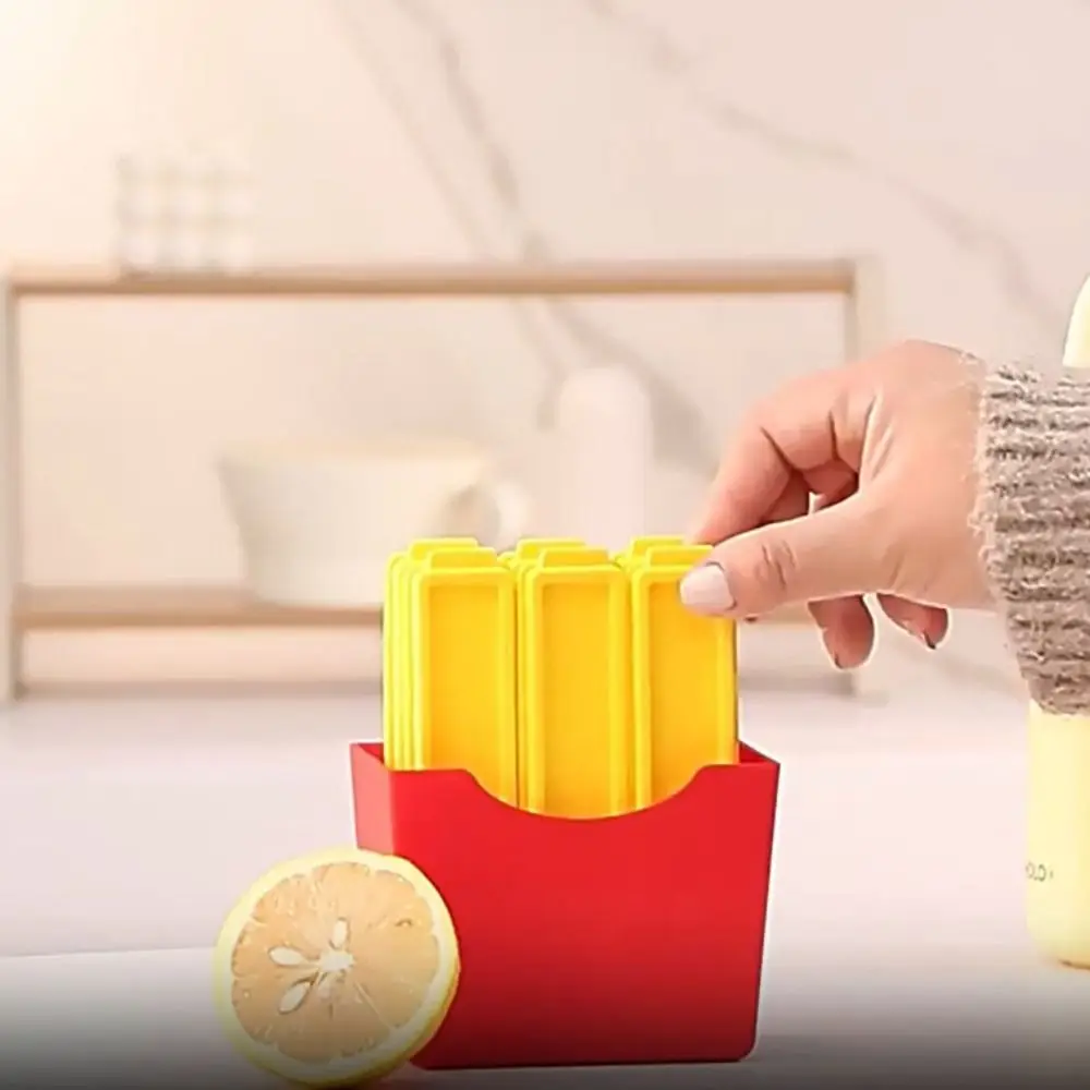 

With Magnetic Storage Box French Fries Design Ice Mold Rectangular Shaped Plastic Ice Cube Maker Easy To Demould BPA Free