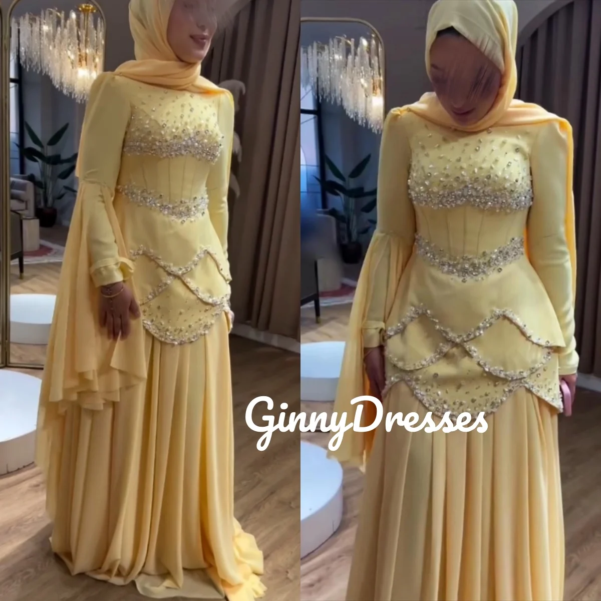 

Роскошные вечерние платья по индивидуальному заказу с овальным вырезом, трапециевидные платья длиной до пола для особых мероприятий, бисером, на молнии, с длинными рукавами