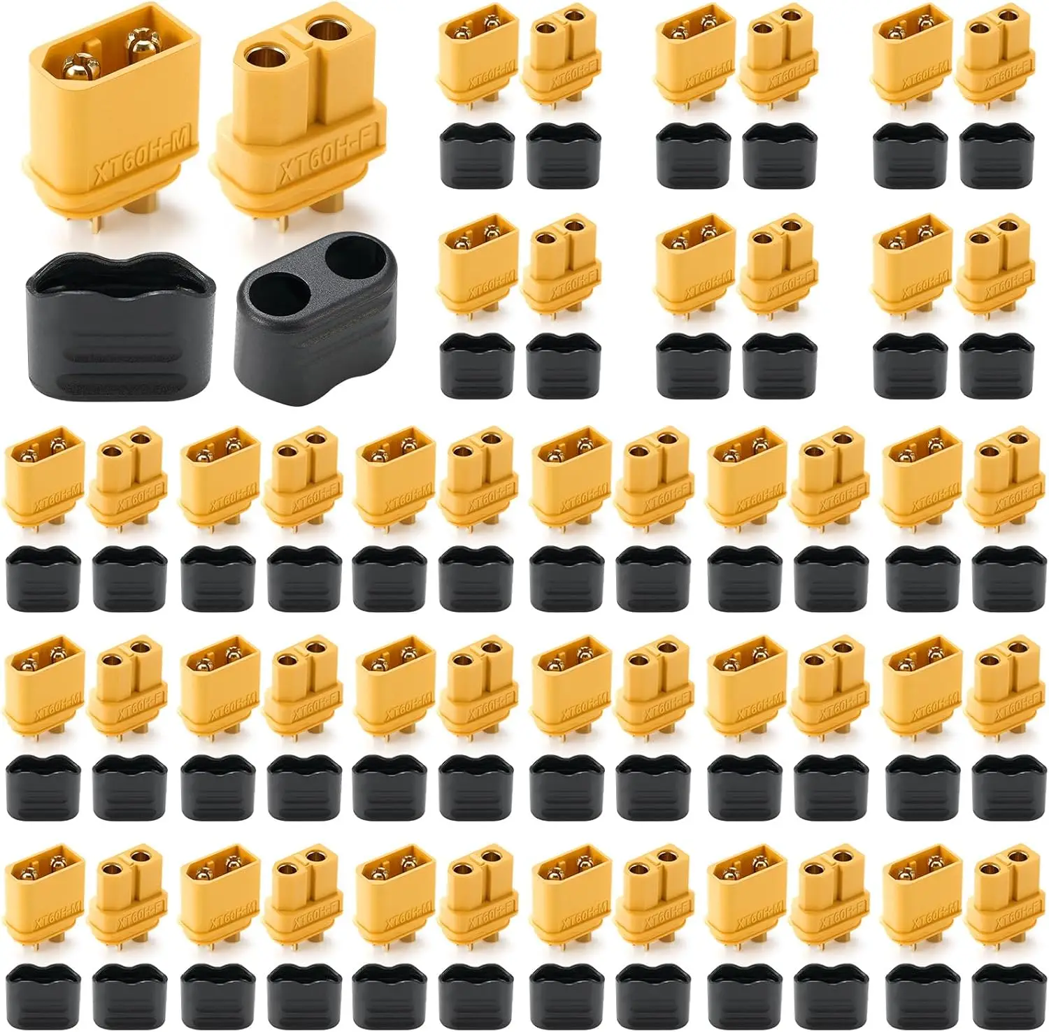 10 Coppie di Connettori XT60H (Aggiornamento XT60), Connettori a Proiettile Maschio e Femmina XT60H con Guaina per Batterie al Litio, Aerei RC, Auto