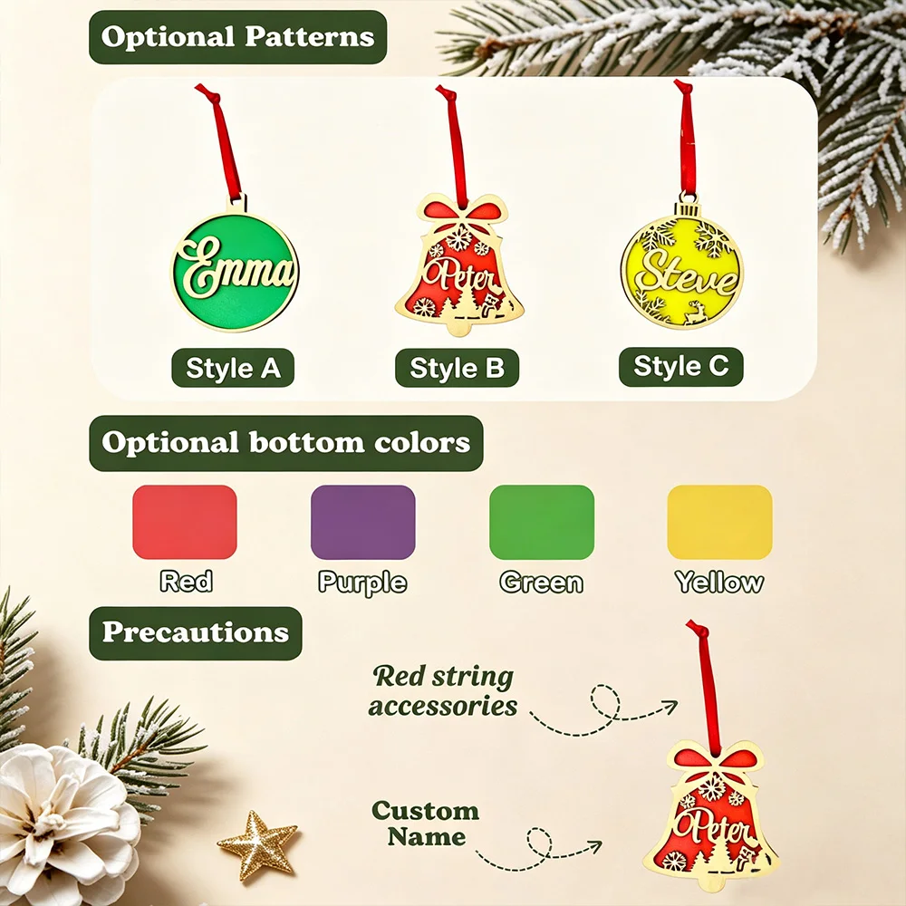 Personalized Name Christmas Ornament Party Decoration Customized Holiday Decor Multiple Colors Available Customized Gifts