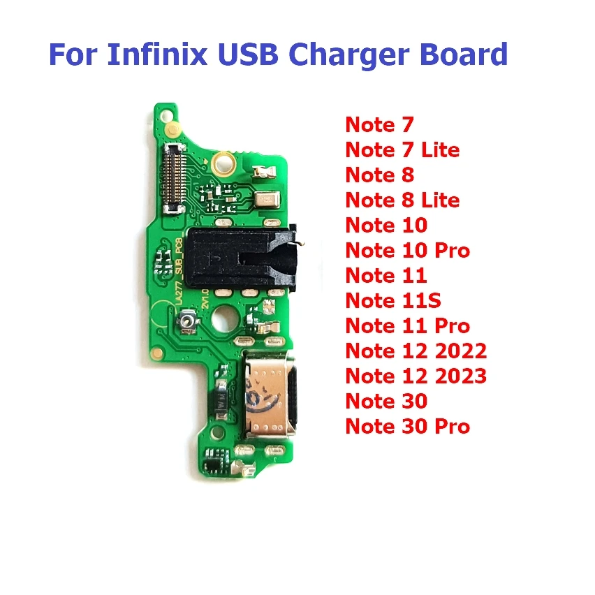 10Pcs USB Charging Port Charger Board Dock Connector Flex Cable For Infinix Note 7 8 8i 10 11 Lite 11S 12 30 Pro