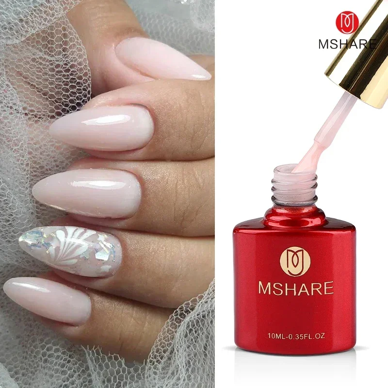 MSHARE Milky White Builder Nail Extension Gel in A Bottle 10ml Self leveling Nails Quick Building Clear Pink UV Led Gel