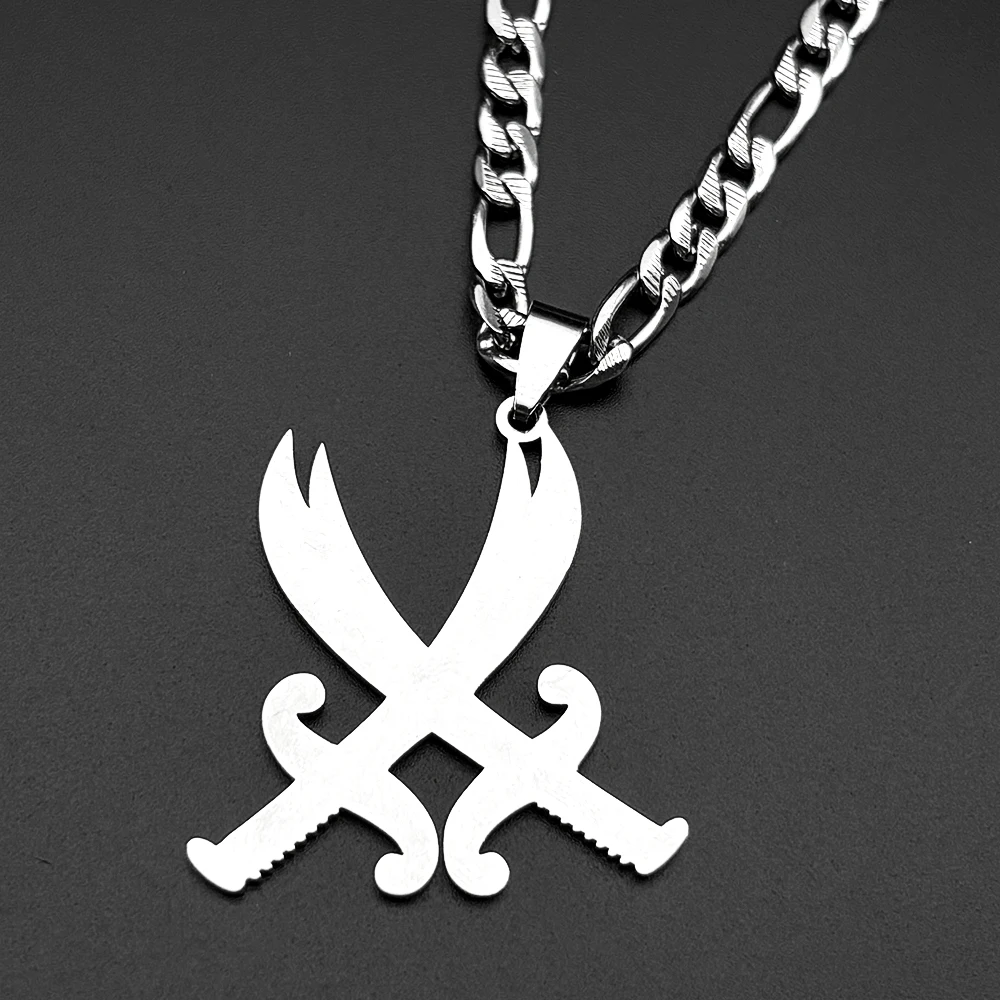 Imam Ali Zulfiqar Sword Muslim Islam Pendant Necklace For Men Women Stainless Steel Silver Color Arabic Letter Chain Jewlery view 3