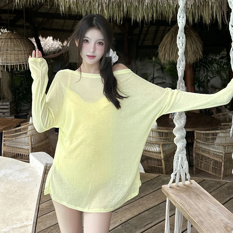 Badmode Buitenbedekking Zonnebrandcrème Strand Vaion Onsen Bikini Bijpassende kleding Ander materiaal T-shirt Dames Faion