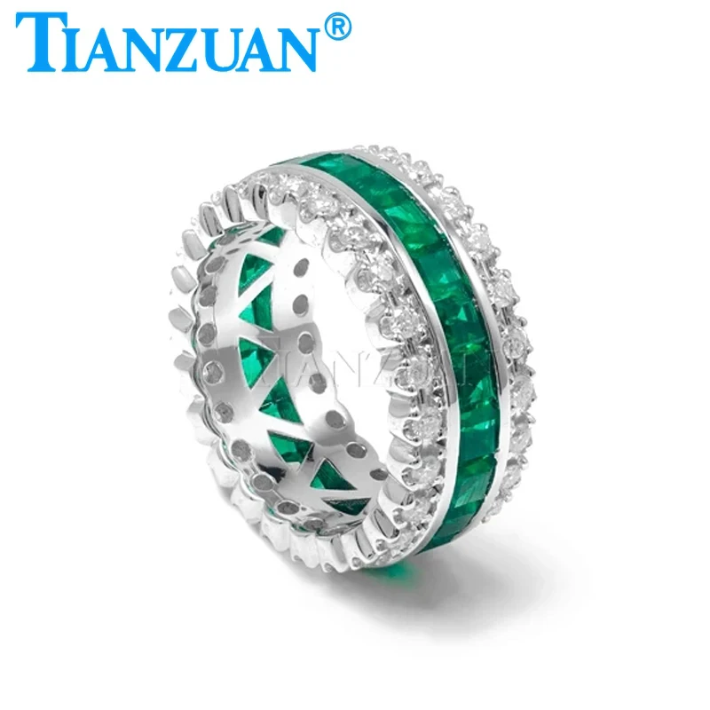 New Emerald Green Rings 925 Silver Wedding Party Accessories for Men Green Gemstone Ring Romantic Gift Fine Jewelry