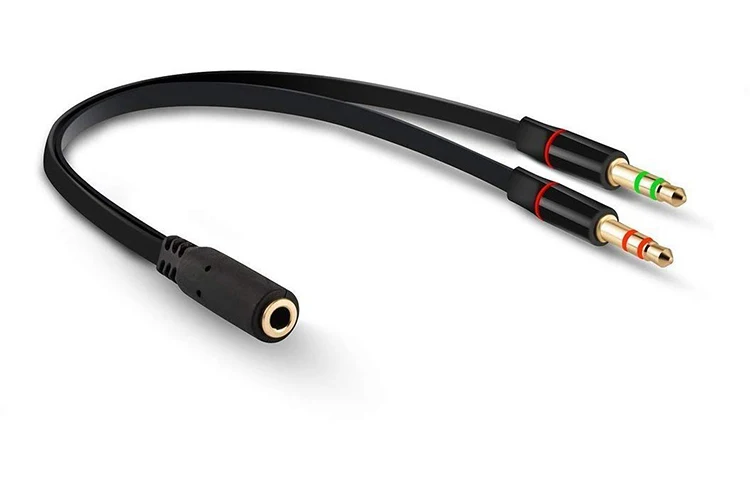 3.5mm TRRS Adapter 2 Male 1 Female mini 3.5mm Jack 4 pin Splitter Stereo Audio Microphone Flat Cable Socket to 2 3pin Connector