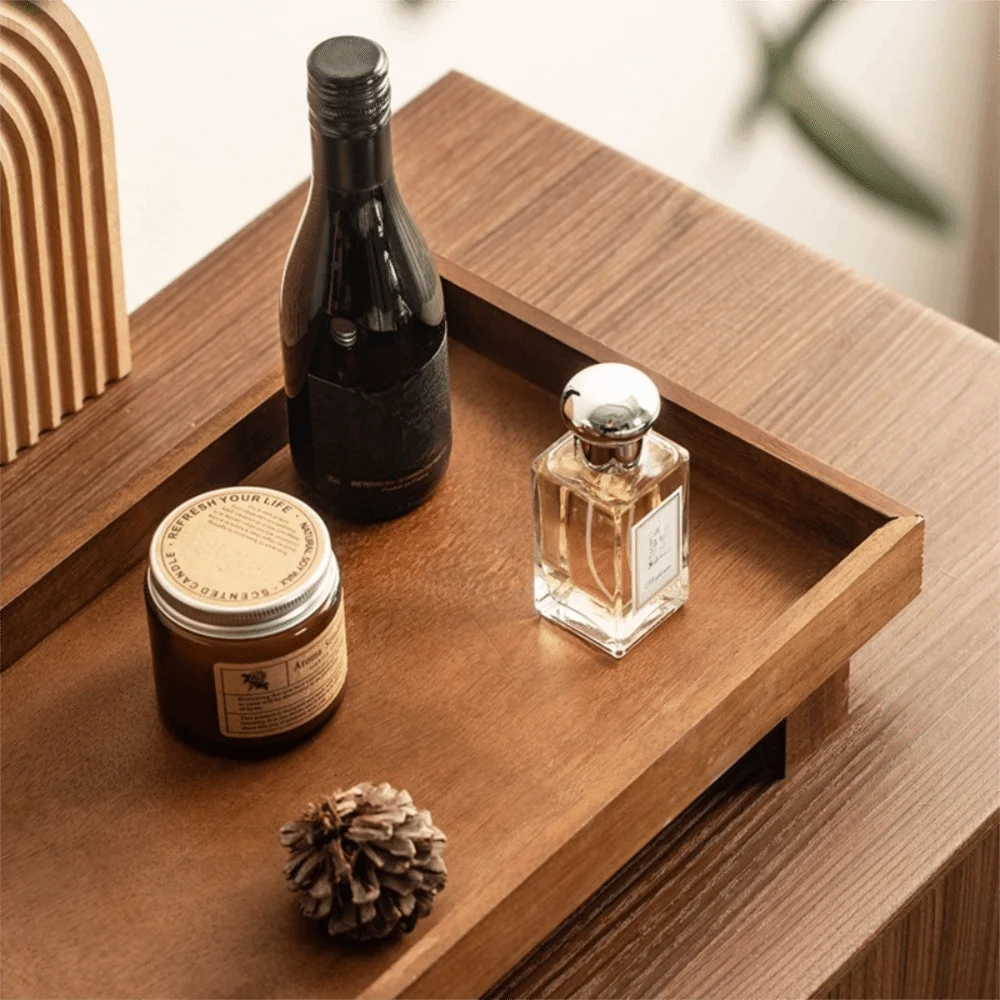 

High-end High Feet Japanese Style Wooden Tray Solid Wood Stable Gongfu Tea Tray Retro Rectangular Desktop Shelf Tea Table