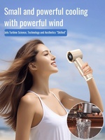 2024 new turbo handheld fan digital display 3-speed wind power USB rechargeable mini portable student desktop leafless small fan