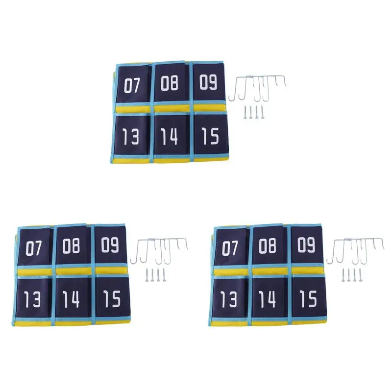 A27F-3X Numbered Pocket Chart Classroom Organizer For Cell Phones Calculator Holders (30 Pockets, Blue Pockets)