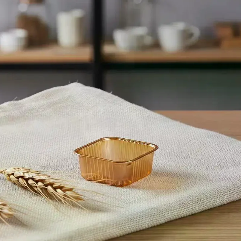 100Pcs Non-Toxic Mooncake Blister Holders Golden Clear Color Options Sturdy Construction for Mid-Autumn Party Display