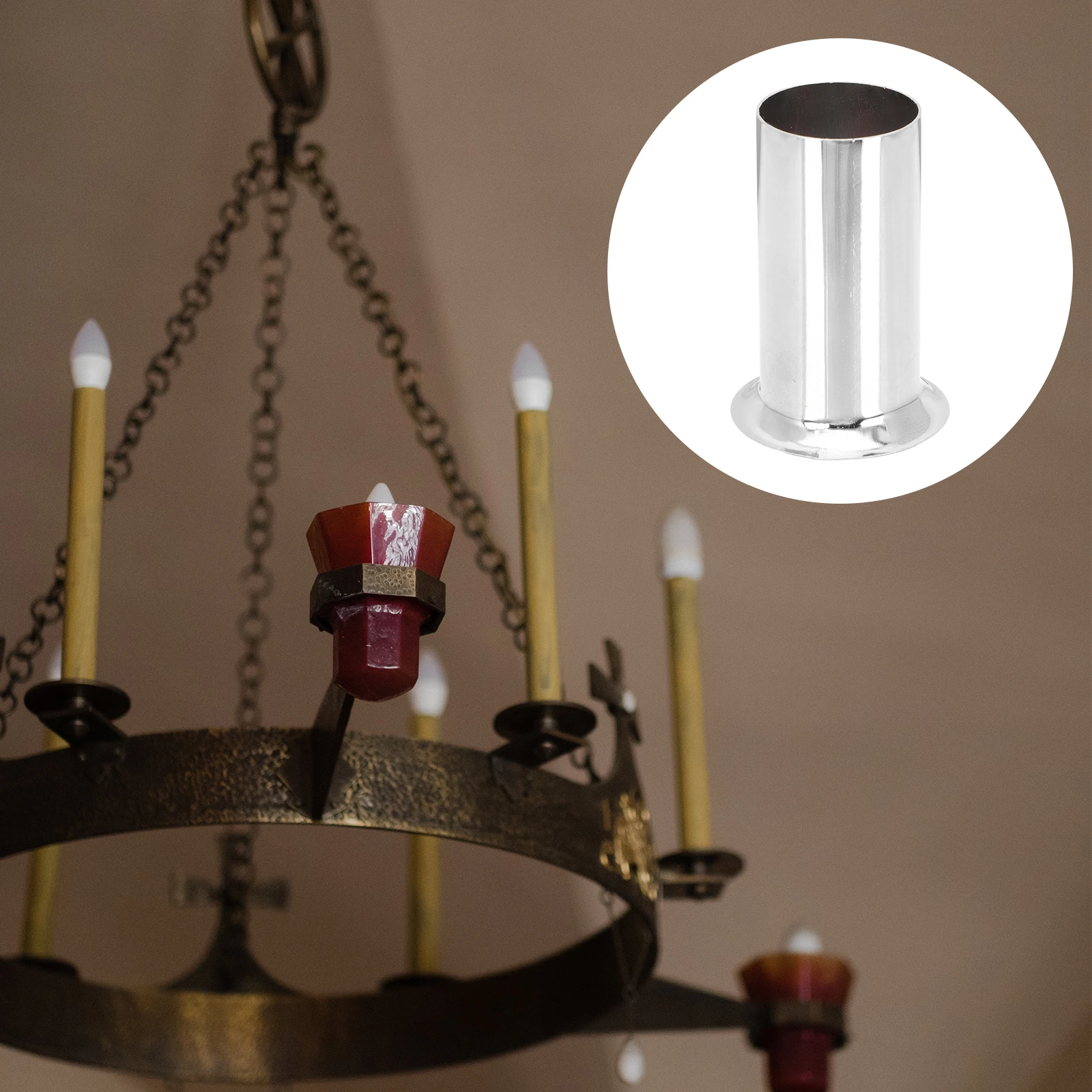 

10pcs Crystal Chandelier Cable Shades Lamp Base Sleeves Silver Metal Heat Resistant Durable Replacement for European Retro