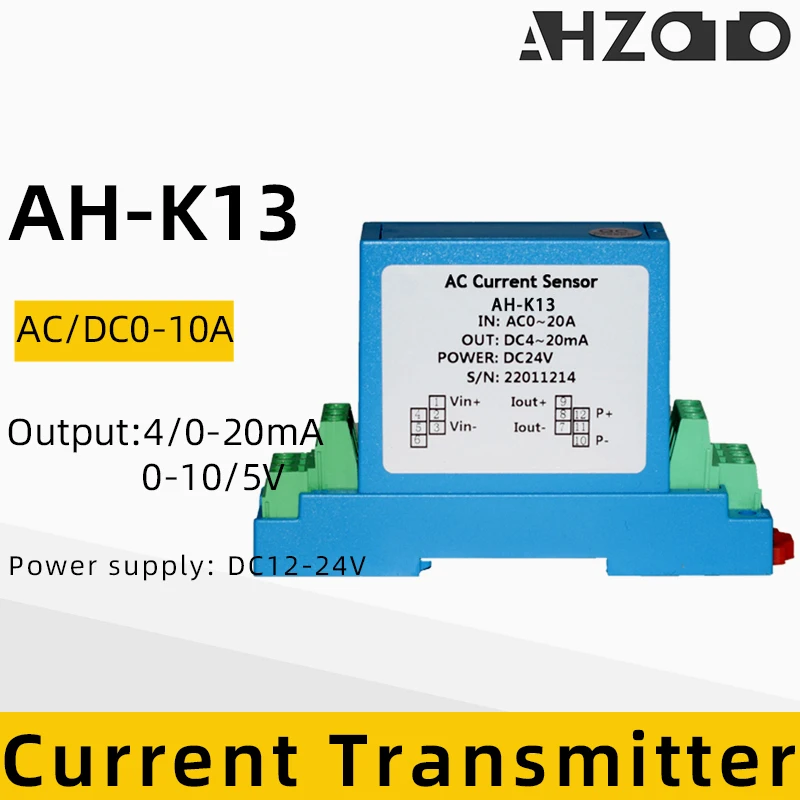 DC/AC Current Transmitter Voltage Isolation Sensor 0-10A  4-20mA Output